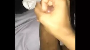 black teen moans until he cums (almost hits camera)