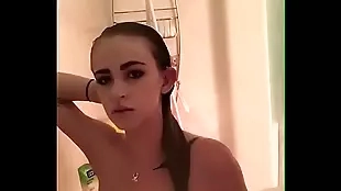 cute teen with big tits in the shower