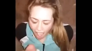 18 year old university frosh taking mouthful of her boyfriend's cum
