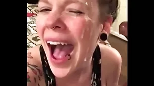 teen slut takes a massive messy facial