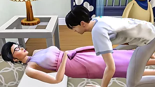 asian brother sneaks into his sister's bed after masturbating in front of the computer - asian family