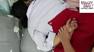 lovely thai student unifrom with red skirt have sex with her boyfriend