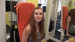magnificent chick gives trimmed vagina for cash in the gym