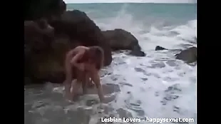 lesbian girlfriends at beach
