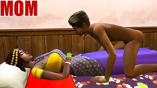 indian mom and son - visits mother in her room ans sharing the same bed