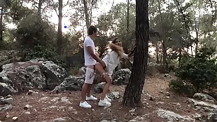 teen fucked in a forest