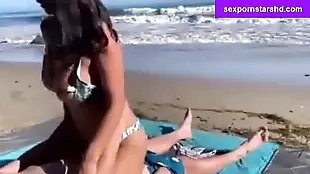 busty amateur gets fucked in the beach