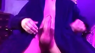 robed teen strokes his cock for you
