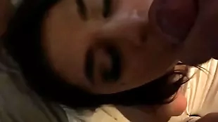 sexy 18 year old latina takes a messy facial